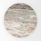 Table à manger ronde sur pied de 42 pouces, marron, avec plateau en marbre rose