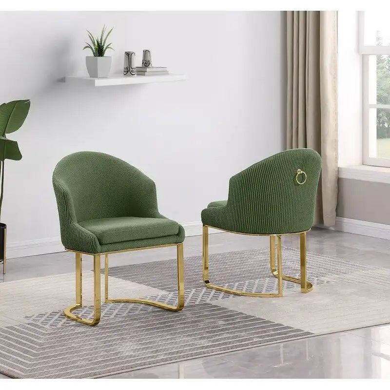 Chaises de salle à manger en tissu avec pieds chromés dorés (lot de 2)