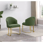 Chaises de salle à manger en tissu avec pieds chromés dorés (lot de 2)