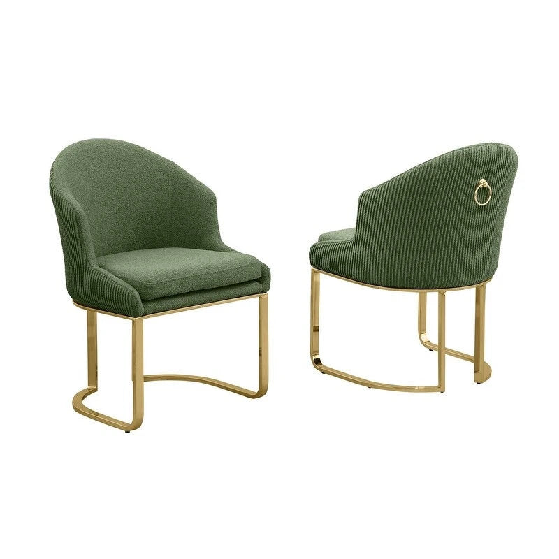 Chaises de salle à manger en tissu avec pieds chromés dorés (lot de 2)
