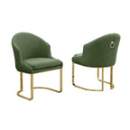 Chaises de salle à manger en tissu avec pieds chromés dorés (lot de 2)