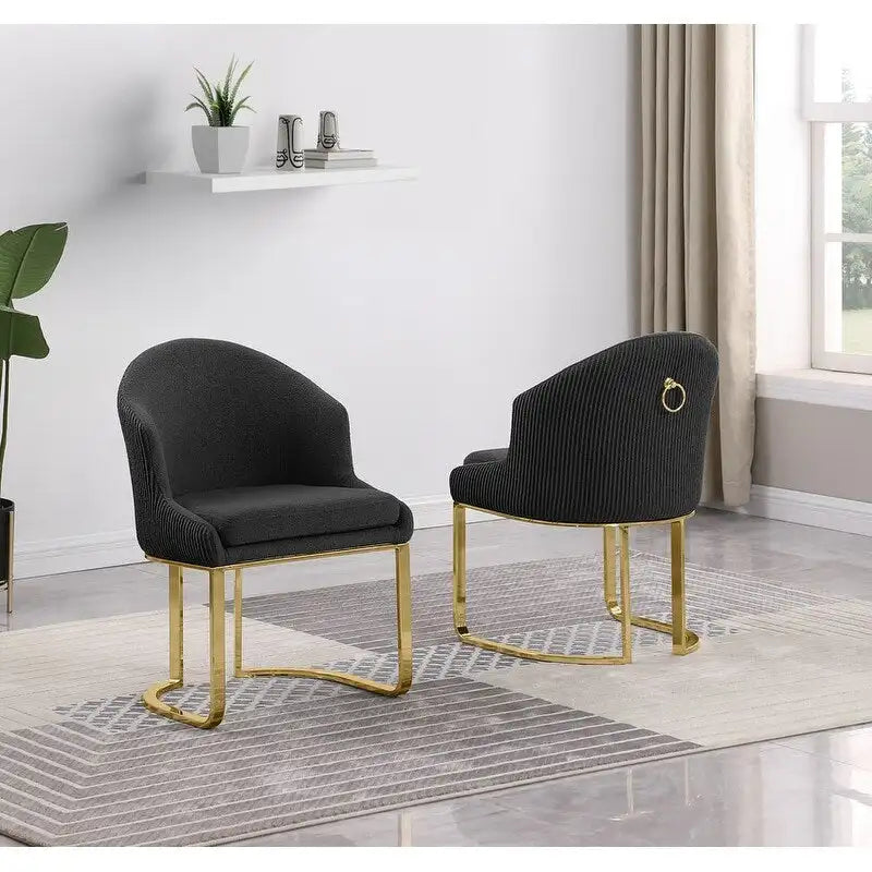 Chaises de salle à manger en tissu avec pieds chromés dorés (lot de 2)