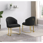 Chaises de salle à manger en tissu avec pieds chromés dorés (lot de 2)
