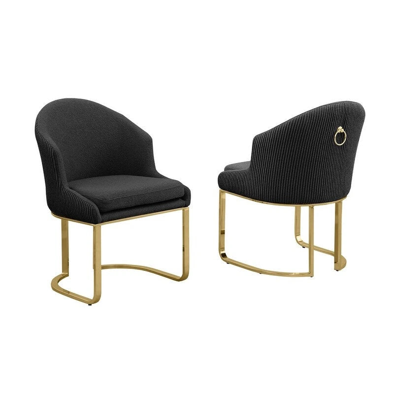 Chaises de salle à manger en tissu avec pieds chromés dorés (lot de 2)