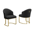 Chaises de salle à manger en tissu avec pieds chromés dorés (lot de 2)