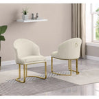 Chaises de salle à manger en tissu avec pieds chromés dorés (lot de 2)