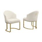 Chaises de salle à manger en tissu avec pieds chromés dorés (lot de 2)
