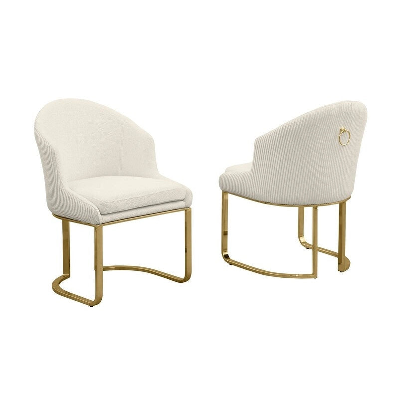 Chaises de salle à manger en tissu avec pieds chromés dorés (lot de 2)