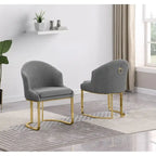 Chaises de salle à manger en tissu avec pieds chromés dorés (lot de 2)