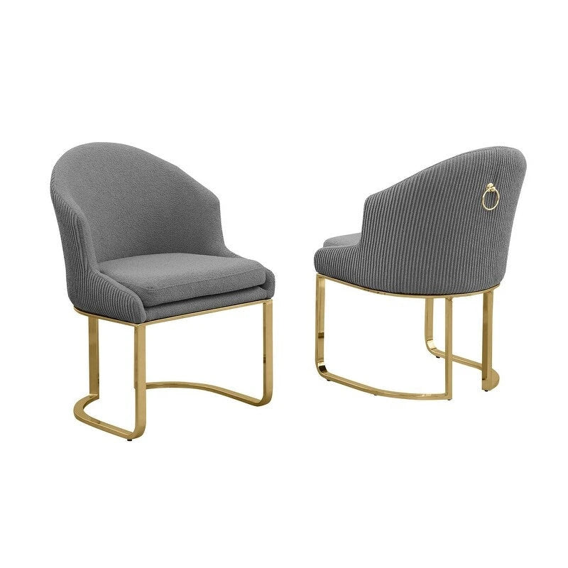 Chaises de salle à manger en tissu avec pieds chromés dorés (lot de 2)