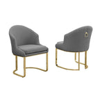 Chaises de salle à manger en tissu avec pieds chromés dorés (lot de 2)