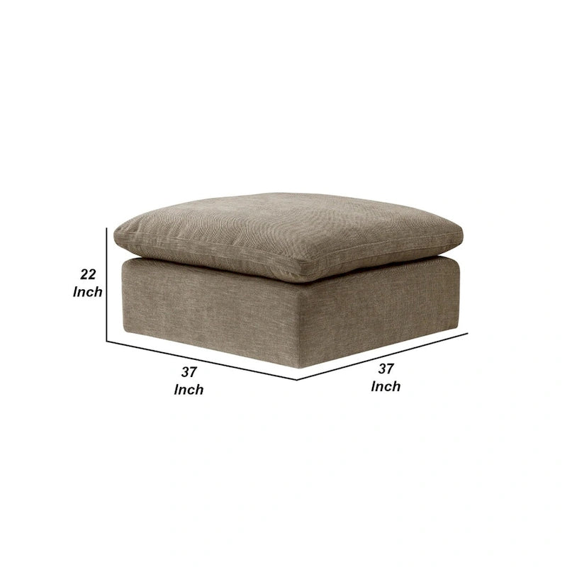 Pouffe carré beige de 37 pouces avec coussin amovible