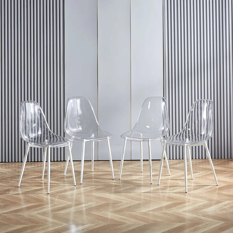Chaises de salle à manger (lot de 4) avec pieds en métal et assises en plastique