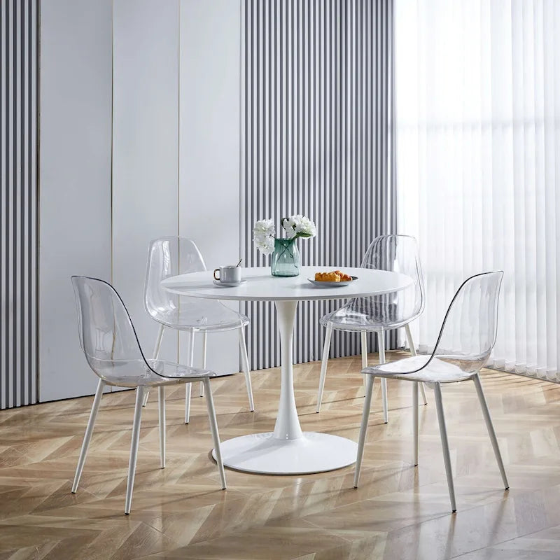 Chaises de salle à manger (lot de 4) avec pieds en métal et assises en plastique