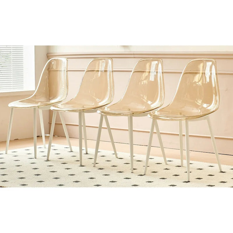Chaises de salle à manger (lot de 4) avec pieds en métal et assises en plastique