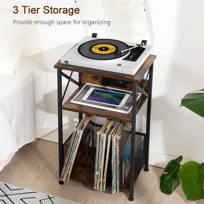 Meuble tourne-disque avec station de charge