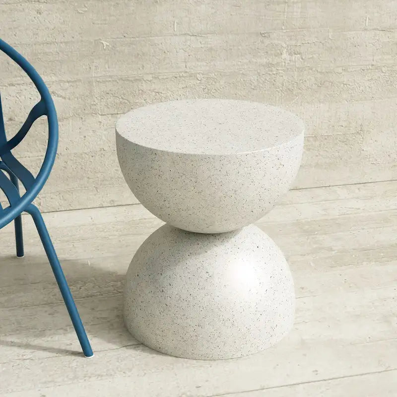 Table d'appoint intérieure/extérieure blanche à paillettes dorées