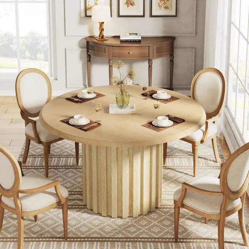 Table à manger ronde moderne de 109 cm pour 4 personnes