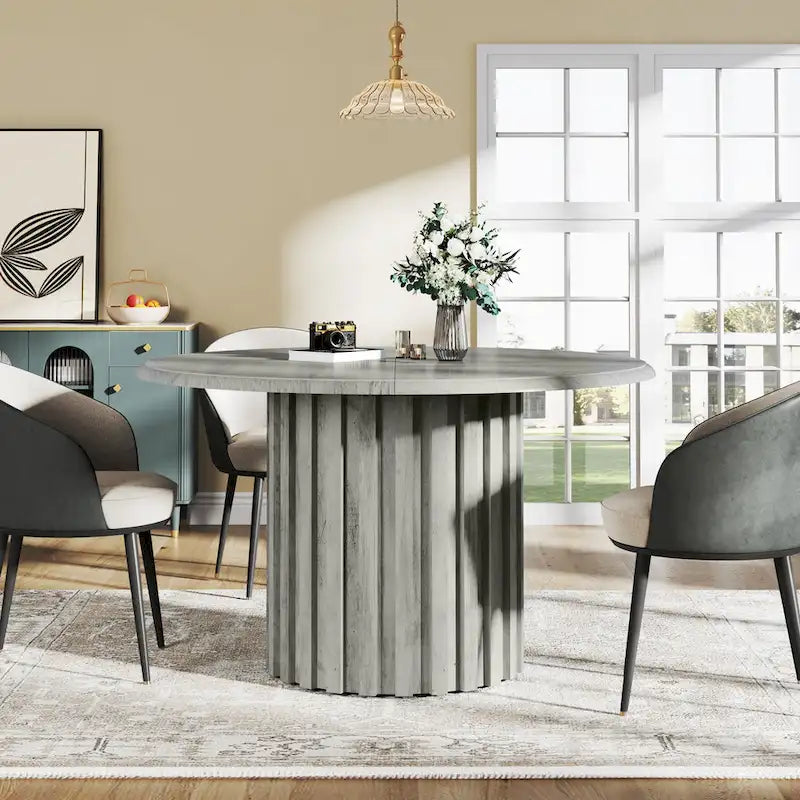 Table à manger ronde moderne de 109 cm pour 4 personnes