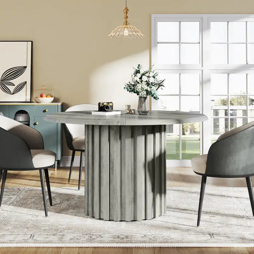 Table à manger ronde moderne de 109 cm pour 4 personnes