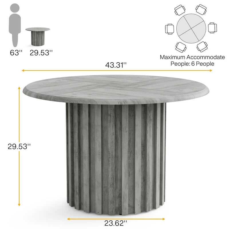 Table à manger ronde moderne de 109 cm pour 4 personnes