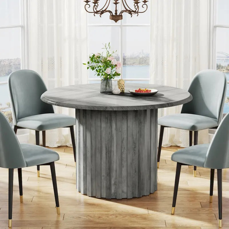 Table à manger ronde moderne de 109 cm pour 4 personnes