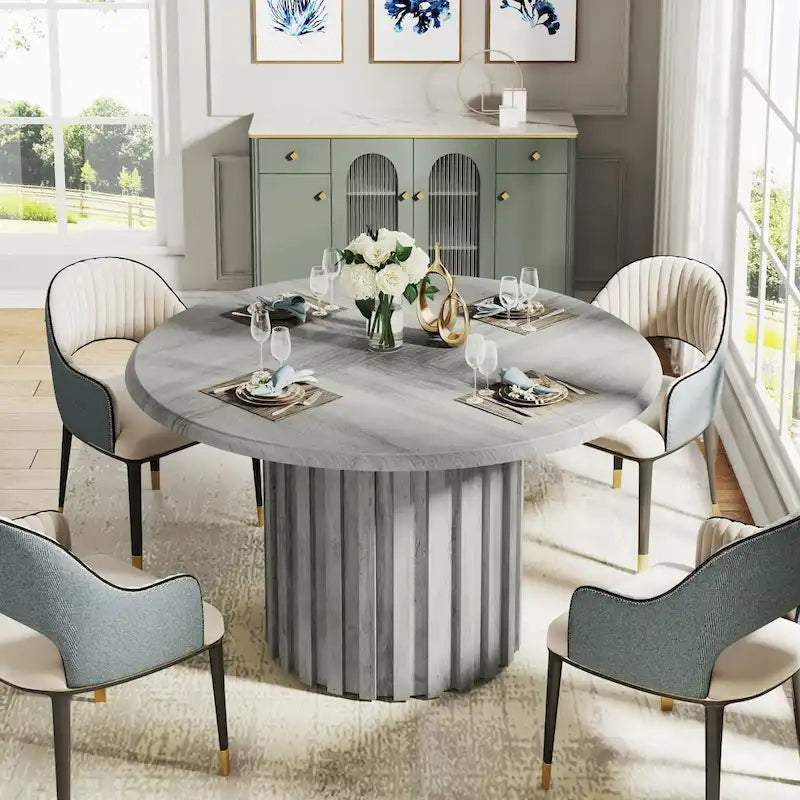 Table à manger ronde moderne de 109 cm pour 4 personnes