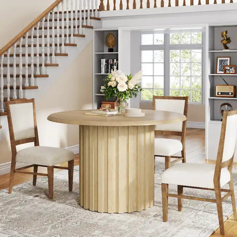 Table à manger ronde moderne de 109 cm pour 4 personnes