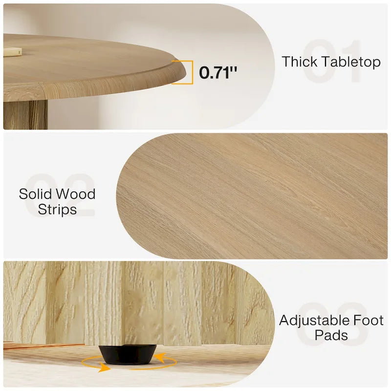 Table à manger ronde moderne de 109 cm pour 4 personnes
