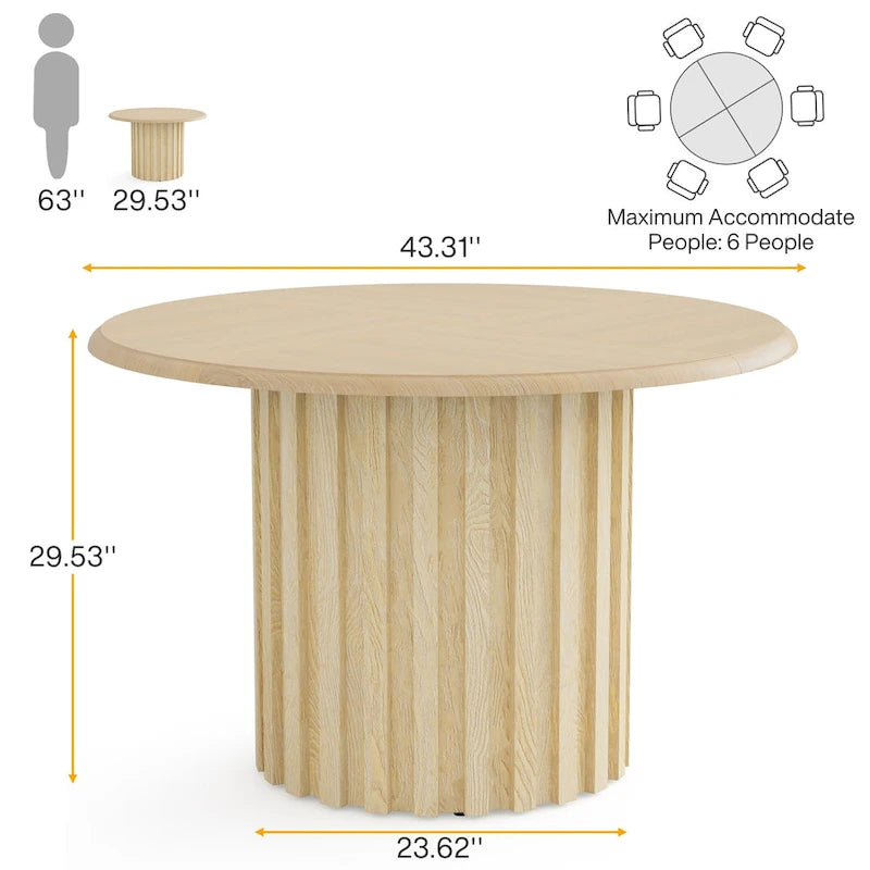 Table à manger ronde moderne de 109 cm pour 4 personnes