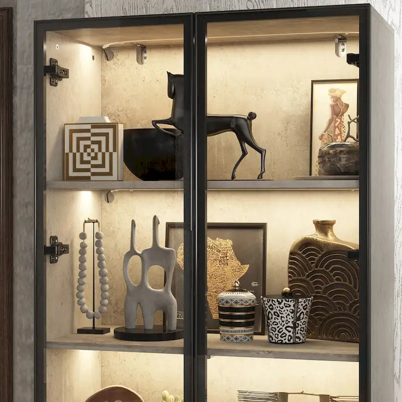 Meuble de rangement vitré avec éclairage LED