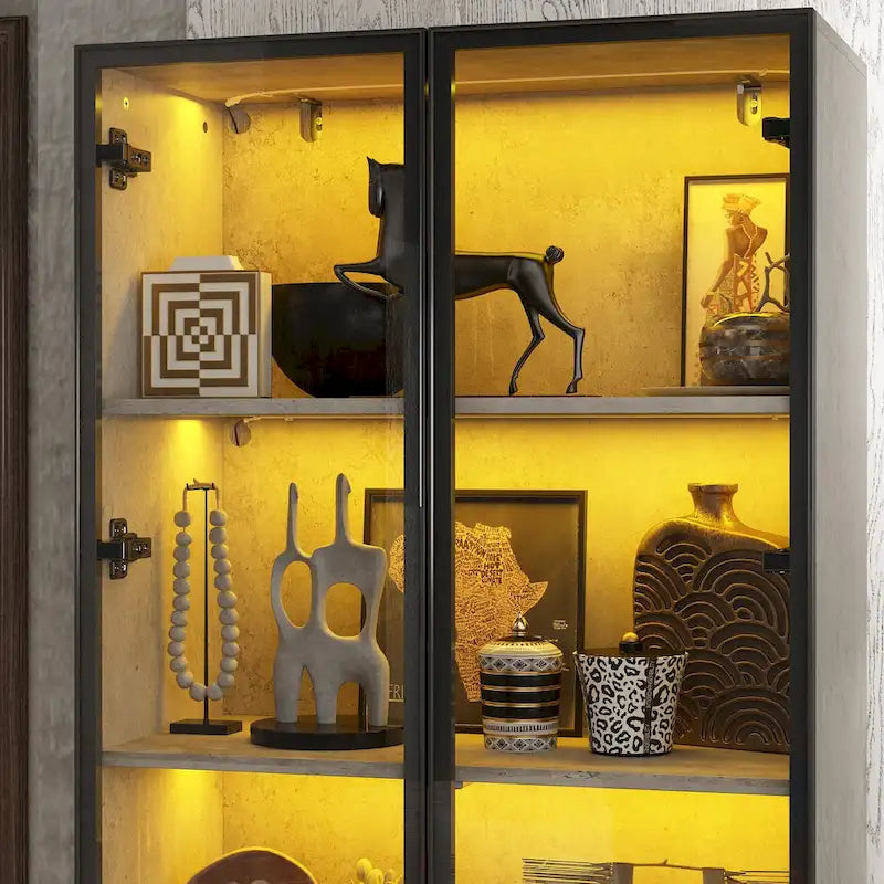 Meuble de rangement vitré avec éclairage LED