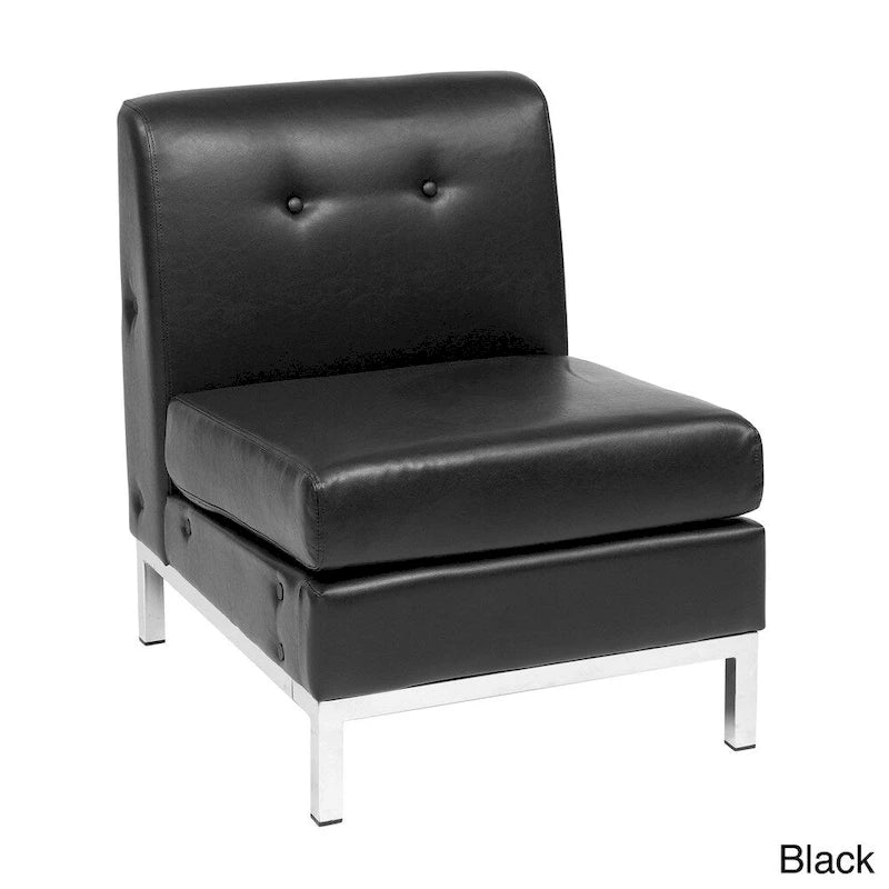 Chaise d'appoint sans accoudoirs en similicuir