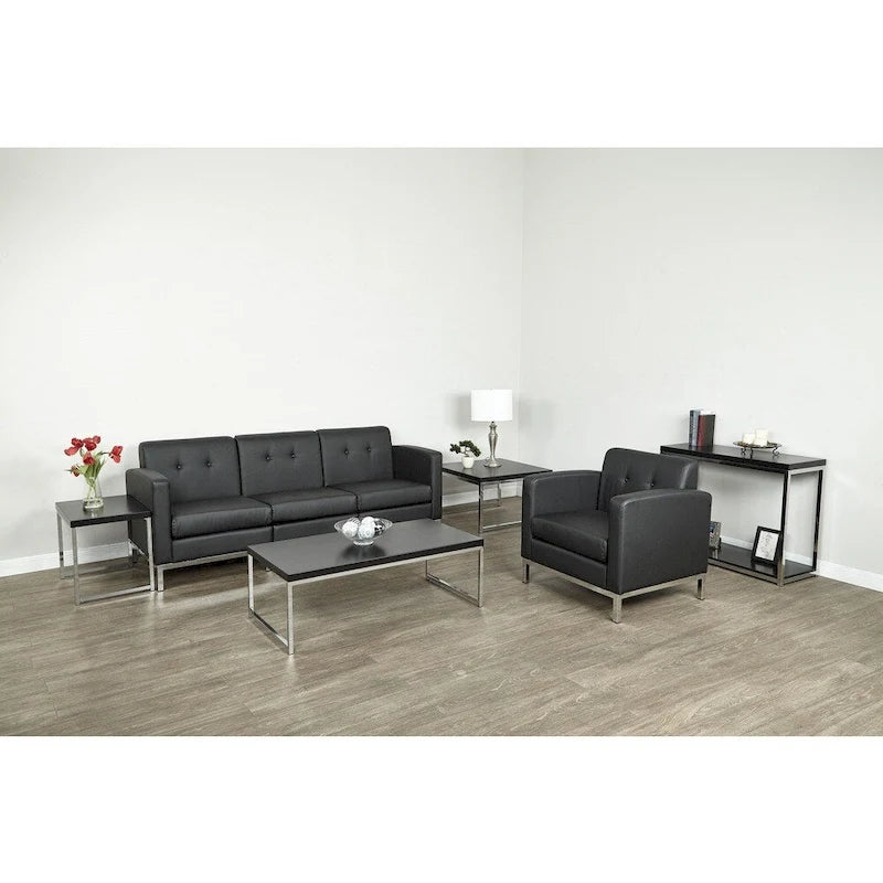 Chaise d'appoint sans accoudoirs en similicuir