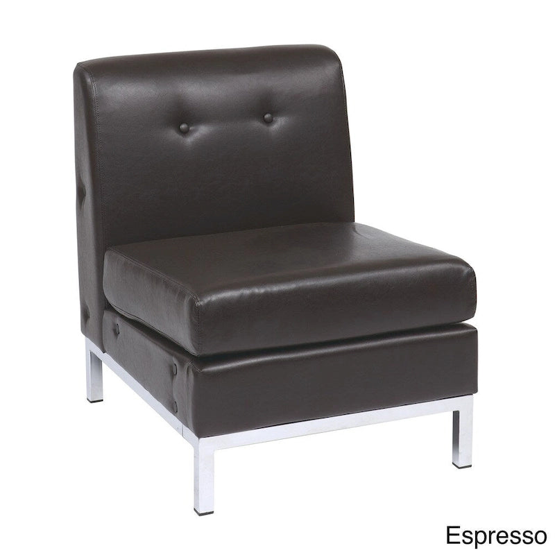Chaise d'appoint sans accoudoirs en similicuir