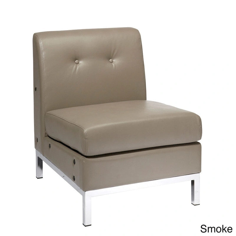 Chaise d'appoint sans accoudoirs en similicuir